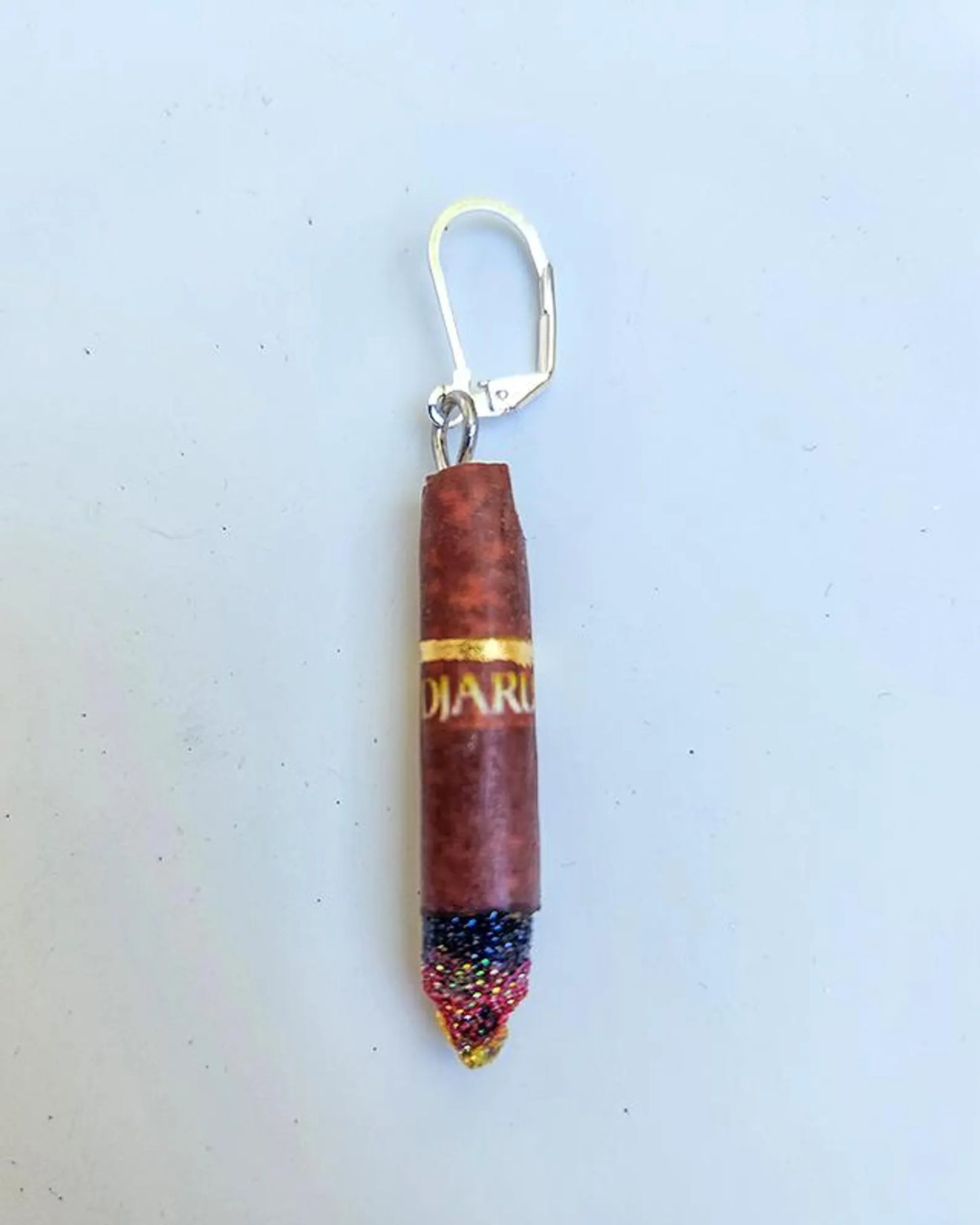 Goth Clove Cigarette Earrings | Handmade Clay Djarum Inspired Jewelry | Glitter Lit Tip 80s 90s Club Nostalgia Statement Earrings